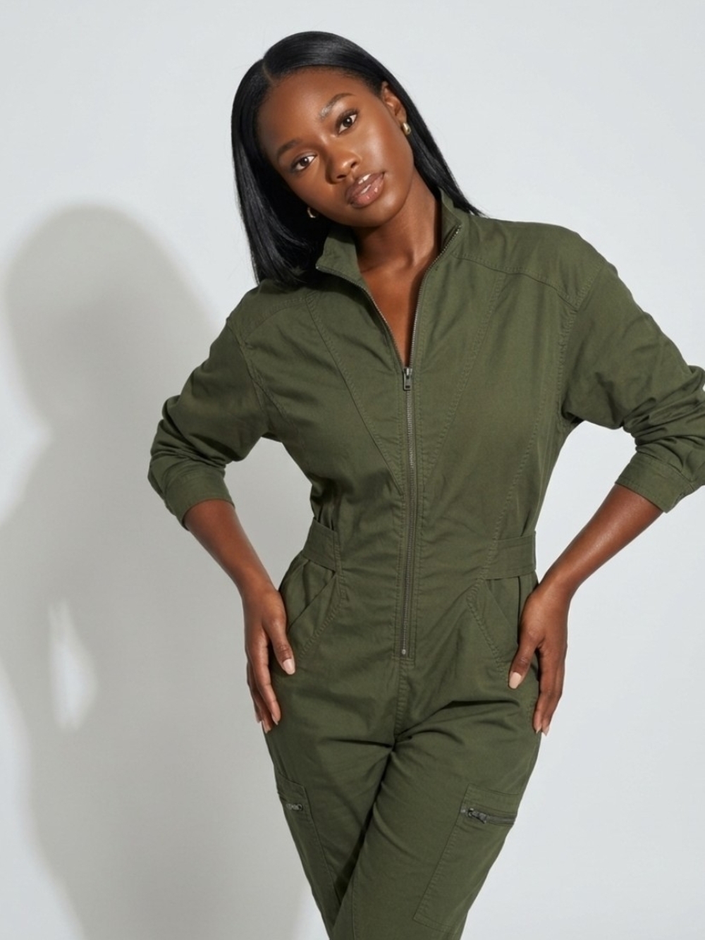 Athleta Lenox Jumpsuit - Olive Green Utility Jumpsuit Jacket